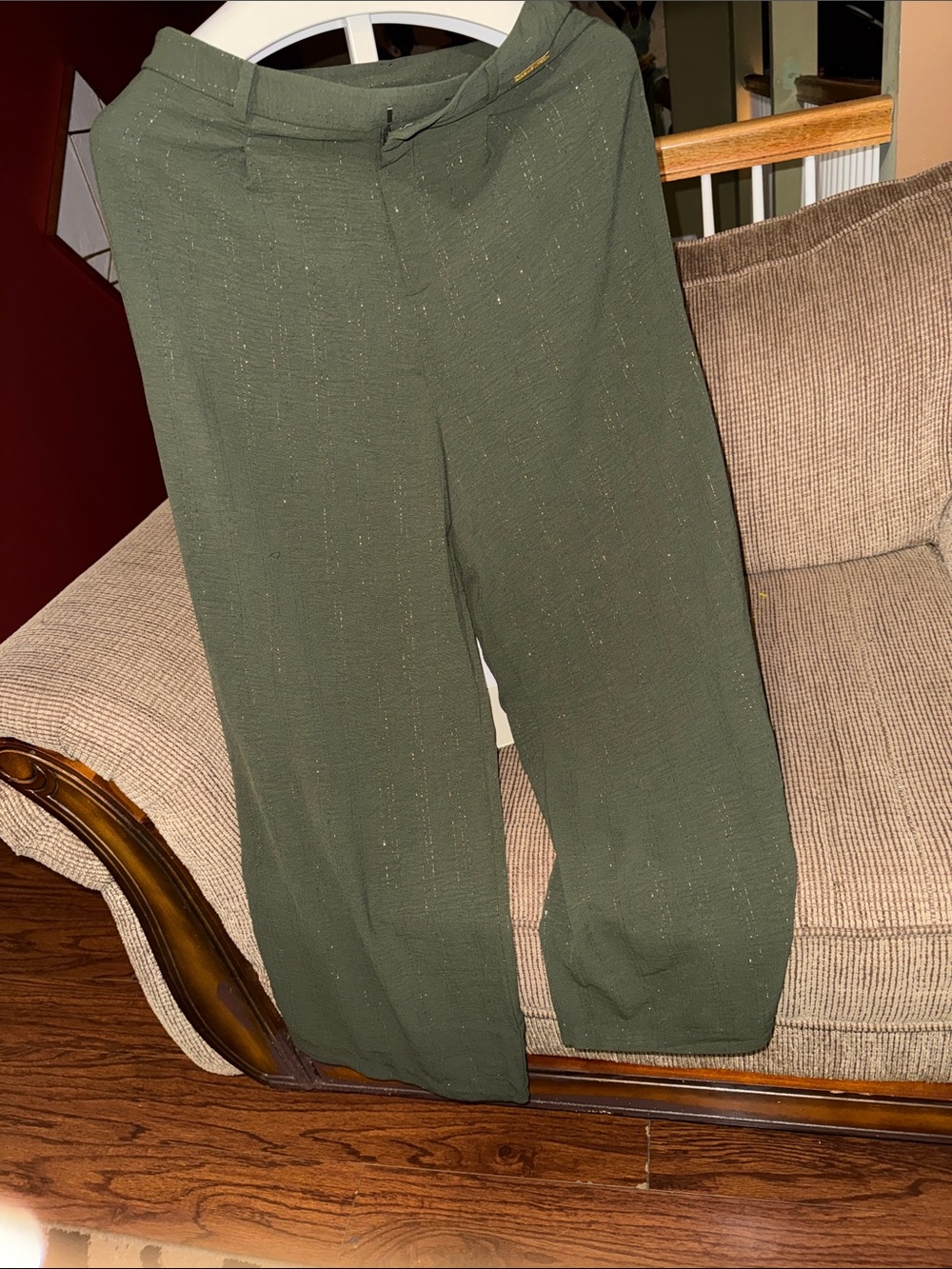 Men's Olive Green Straight-Leg Pants